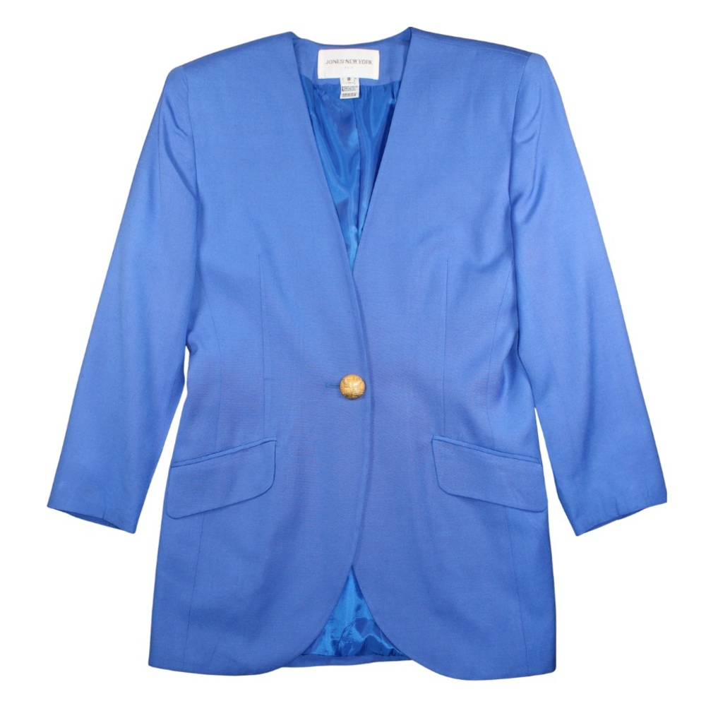 Jones New York Vintage Royal Blue Blazer Gold Button Detail | Size 8